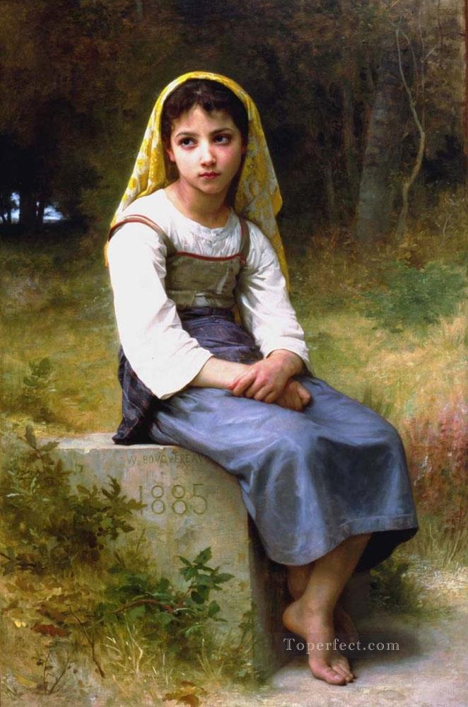 Meditation 1885 Realism William Adolphe Bouguereau Oil Paintings